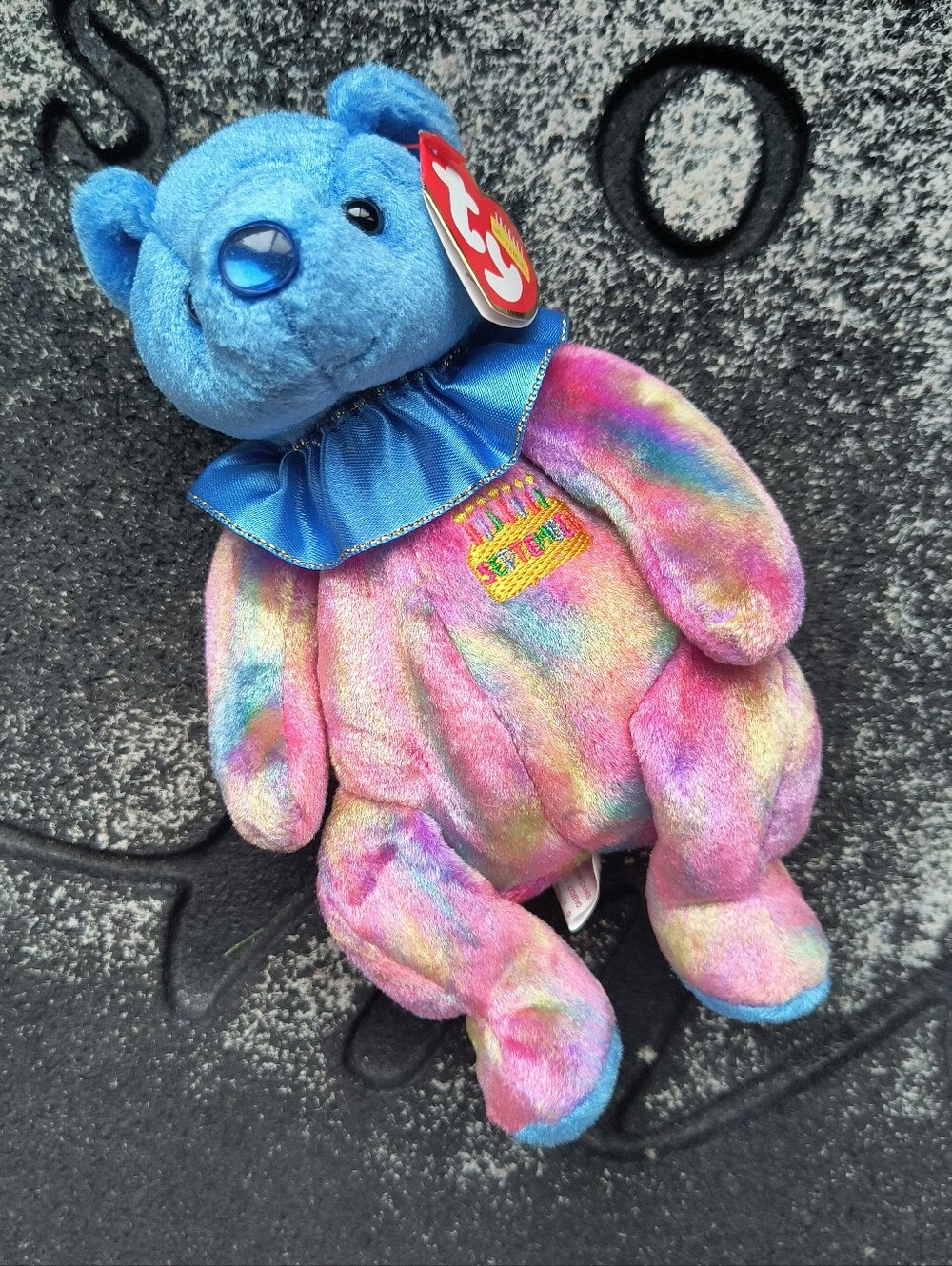 Ty Beanie Baby September Birthday Bear Plush New With Tags 2001 Blue Birthstone